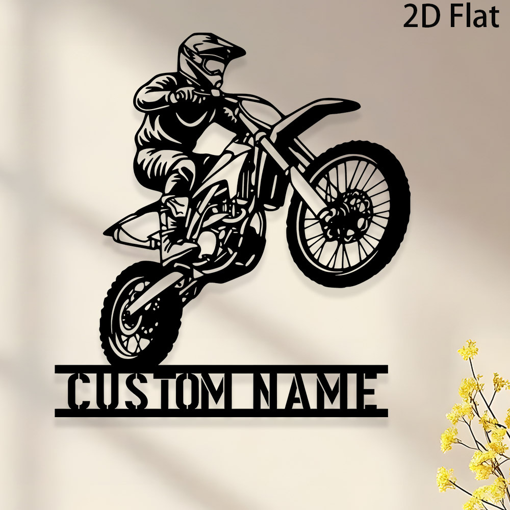 TEMU 1pc Custom Metal Motorcycle Sign Personalized Name Wall Art For Man Cave Garage Decor Gift For Rider Enthusiast