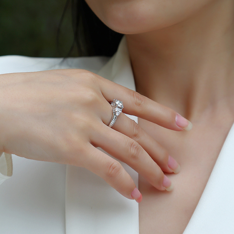 S925 Sterling Silver Moissanite Engagement Ring, Luxury Design