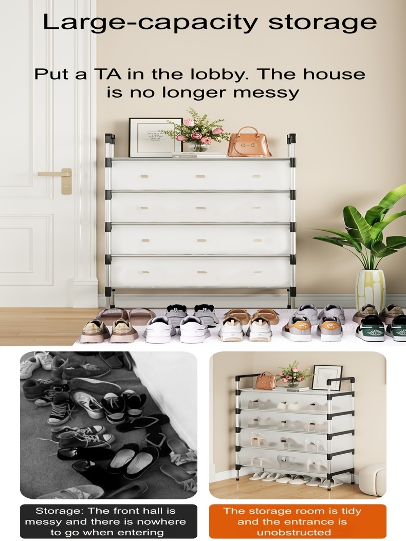 j32/ à chaussures 7 niveaux , étagère à chaussures étroite et durable sur pied, étagère à chaussures multifonctionnelle dentrée pour gagner de la place, utilisation simple pour salon, chambre, entrée, dressing, dortoir, entrée dappartement loué, , Détails du produit 1