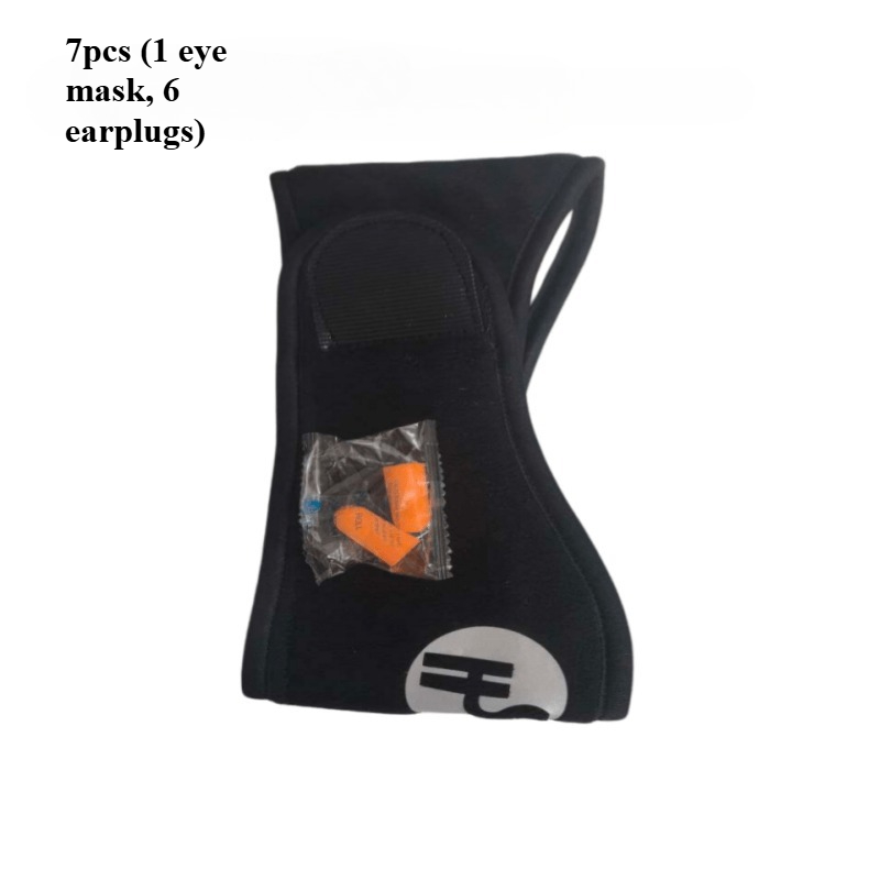TEMU 7pcs Set (6 Earplugs + 1 Sleep Mask) - Sleep Mask With Ear Covers, Adjustable Soft Polyester Fabric, Suitable For Travel And Home Use, , Solid