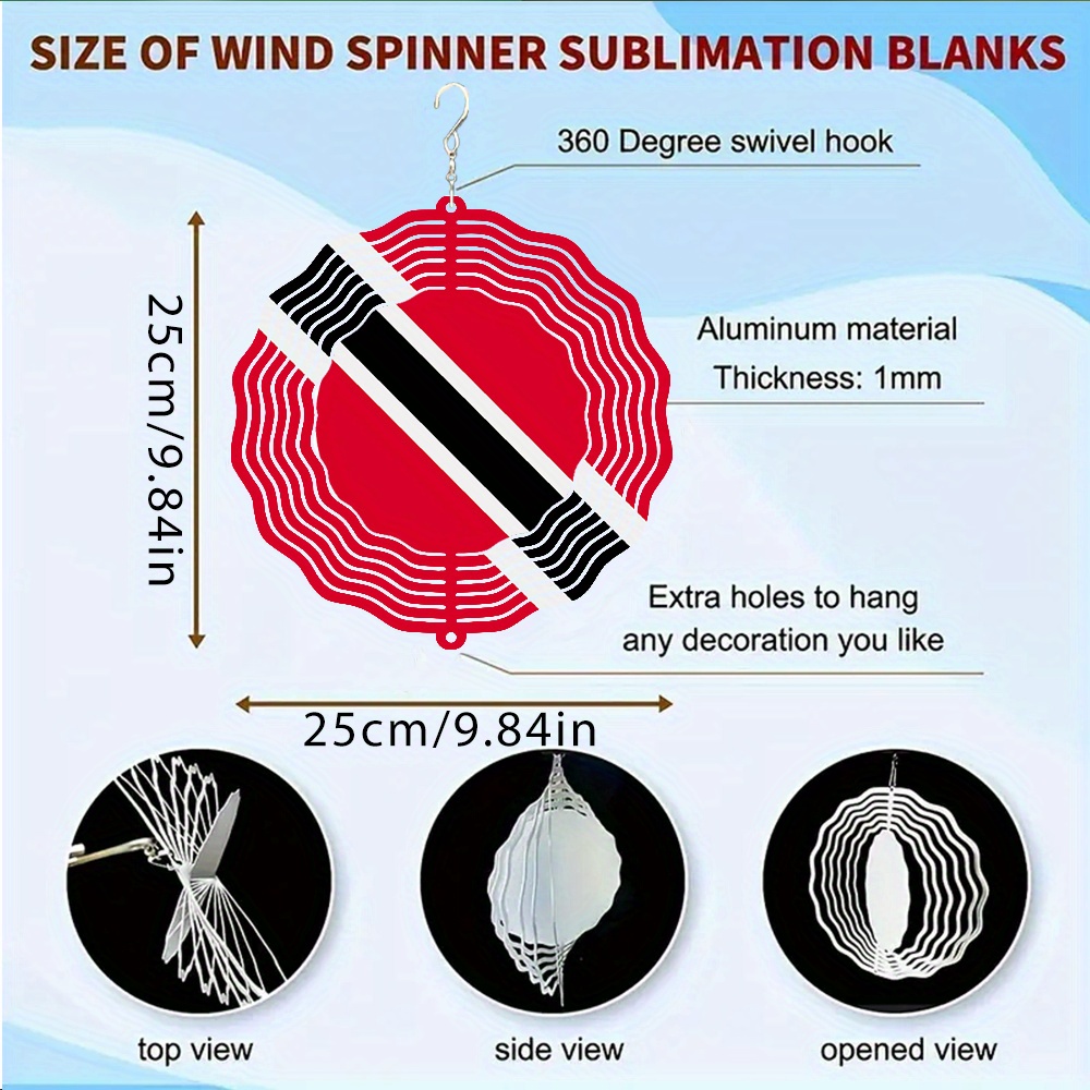 TEMU 1pc Trinidad And Tobago Flag Metal Rotating Wind Chime - 360° Spinning Outdoor/indoor Decor, No Batteries Needed, Vibrant Ornament For Holidays,