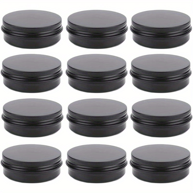 

24pcs Aluminum Tin Jar 15ml Round Refillable Containers, Black Aluminum Cosmetic Sample Containers With Screw Lid For Spice, , Powder Or Candies