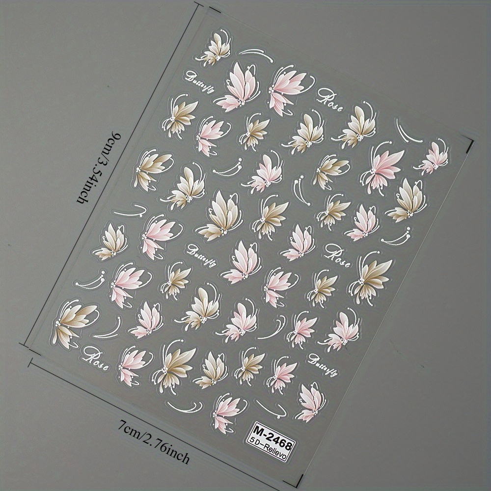 1pc 1pcs Self-adhesive 5d Embossed Floral Nail Stickers Suitable For Spring Summer Flowers - Holographic Floating Layer Petals, Plastic Nail Decorations, Temporary Nail Art Sliders
