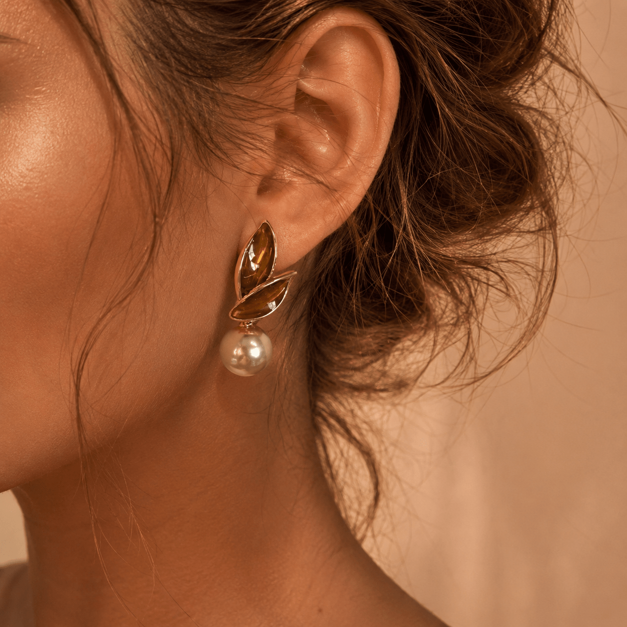 TEMU 1 Paire de Boucles d'Oreilles Pendantes Bohèmes pour Femmes avec Pendentif en Perle Artificielle de Feuille d'Arbre Huilé, pour les Fêtes