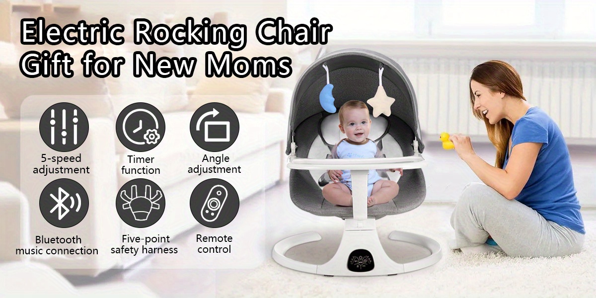 portable 5 speed rocker with music remote control and for suitable for 0 9 months 5 20 lbs gray details 0