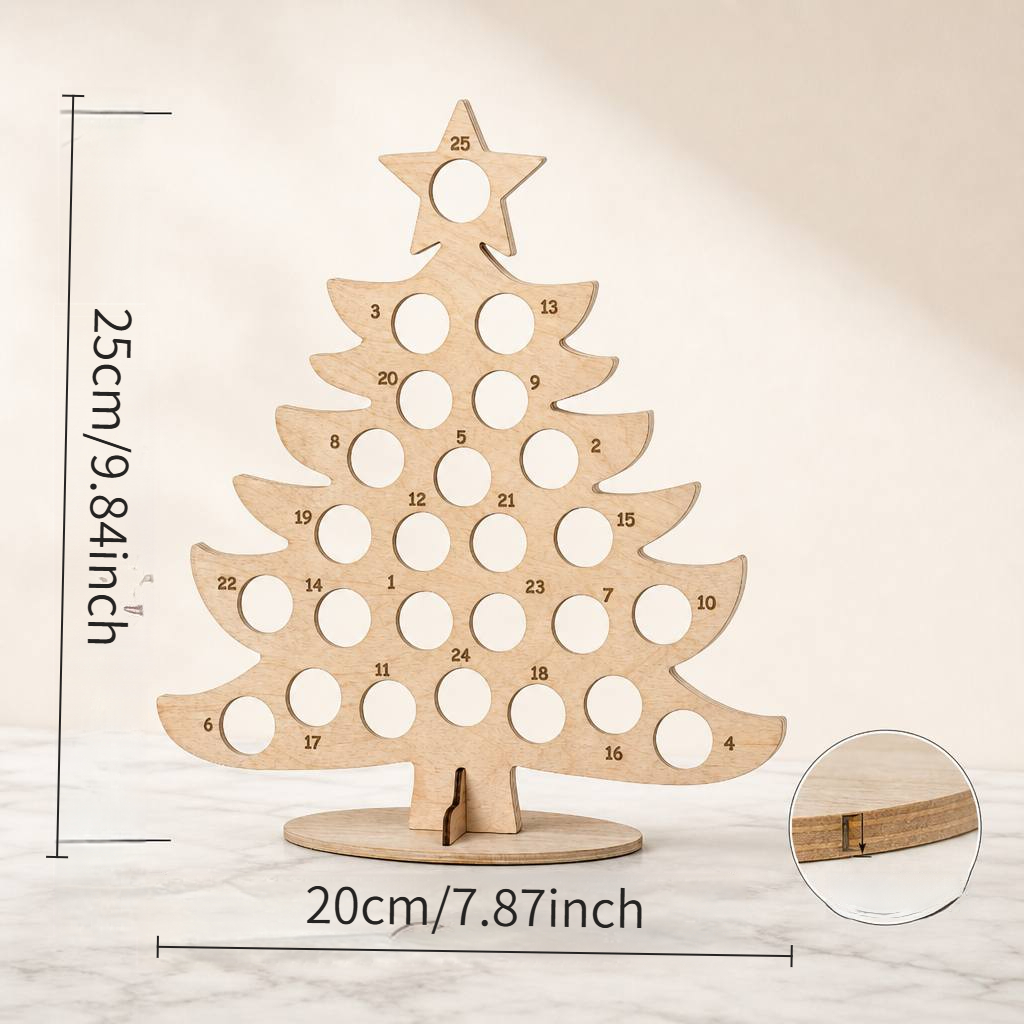 TEMU 2d Flat Christmas Party Chocolate Stand Wooden Craft Desktop Ornament Christmas Countdown Calendar Decoration Wooden Chocolate Box Holiday Gift