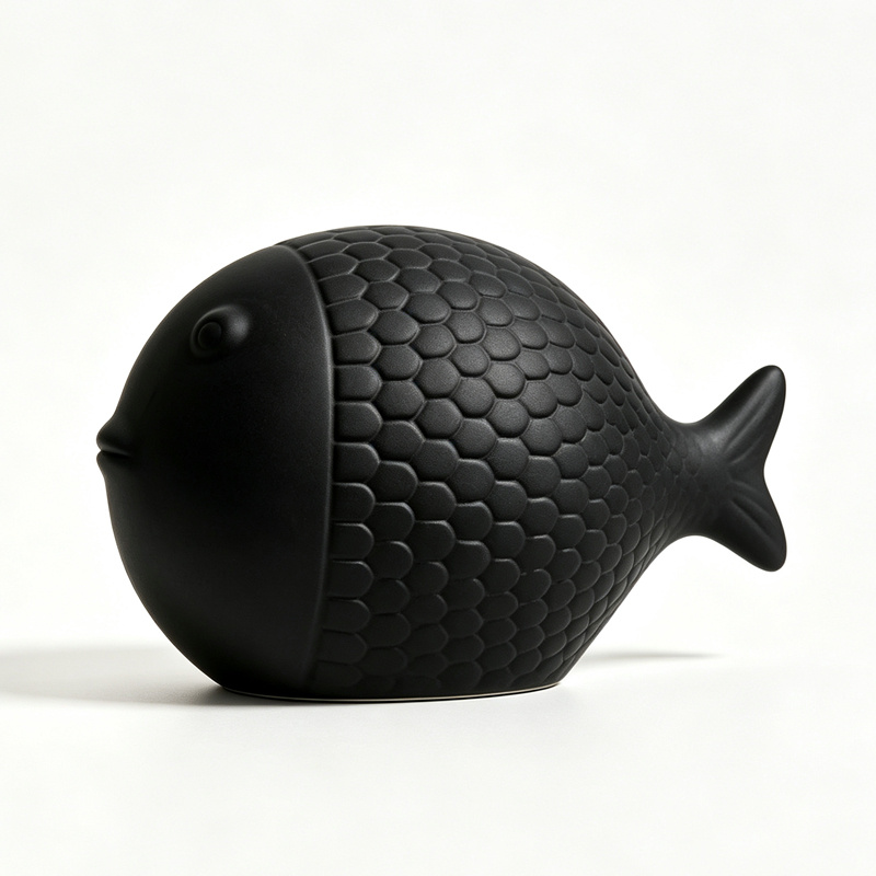 Artistic Sculpted Kissing Fish Statue, Light Luxury Decor