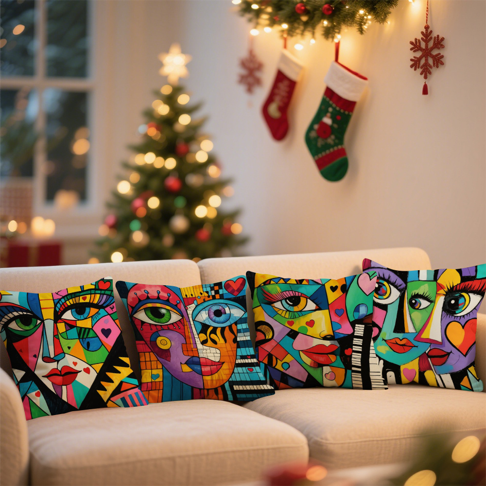 TEMU 4pcs,2d Printed Pillowcase, Home And Kitchen Supplies, Bedding, Home Decor, Cushion Covers, And Accessories, Pillow Covers, Christmas - Themed,