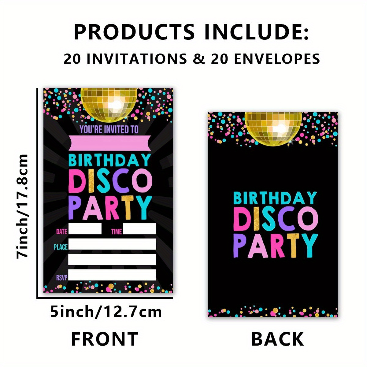 TEMU Ensemble de 20 cartes d'invitation d'anniversaire, avec enveloppes, comprenant des invitations à - pour votre fête d'anniversaire