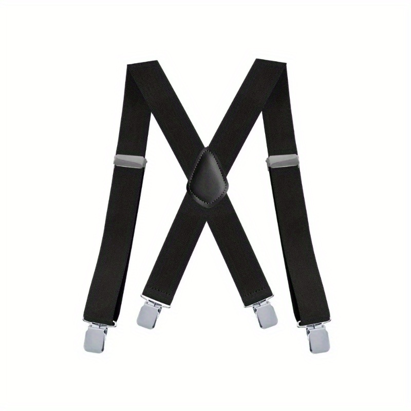 E-shop Robuste Große und Hohe Hosenträger für Männer, 3.5cm Breit X-Rücken 4 Starke Clips, Verstellbare Elastische Hosenbügel Gürtel