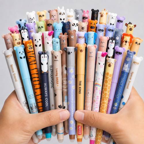 photo de l'article lot de 20 stylos effaçables s sur le thème des animaux, facile à , 10 stylos et 10 recharges, pointe de 0, , style aléatoire, pointe tubulaire, prise lavable, convient pour les fournitures de bureau, cadeaux de papeterie, fournitures de rentrée scolaire