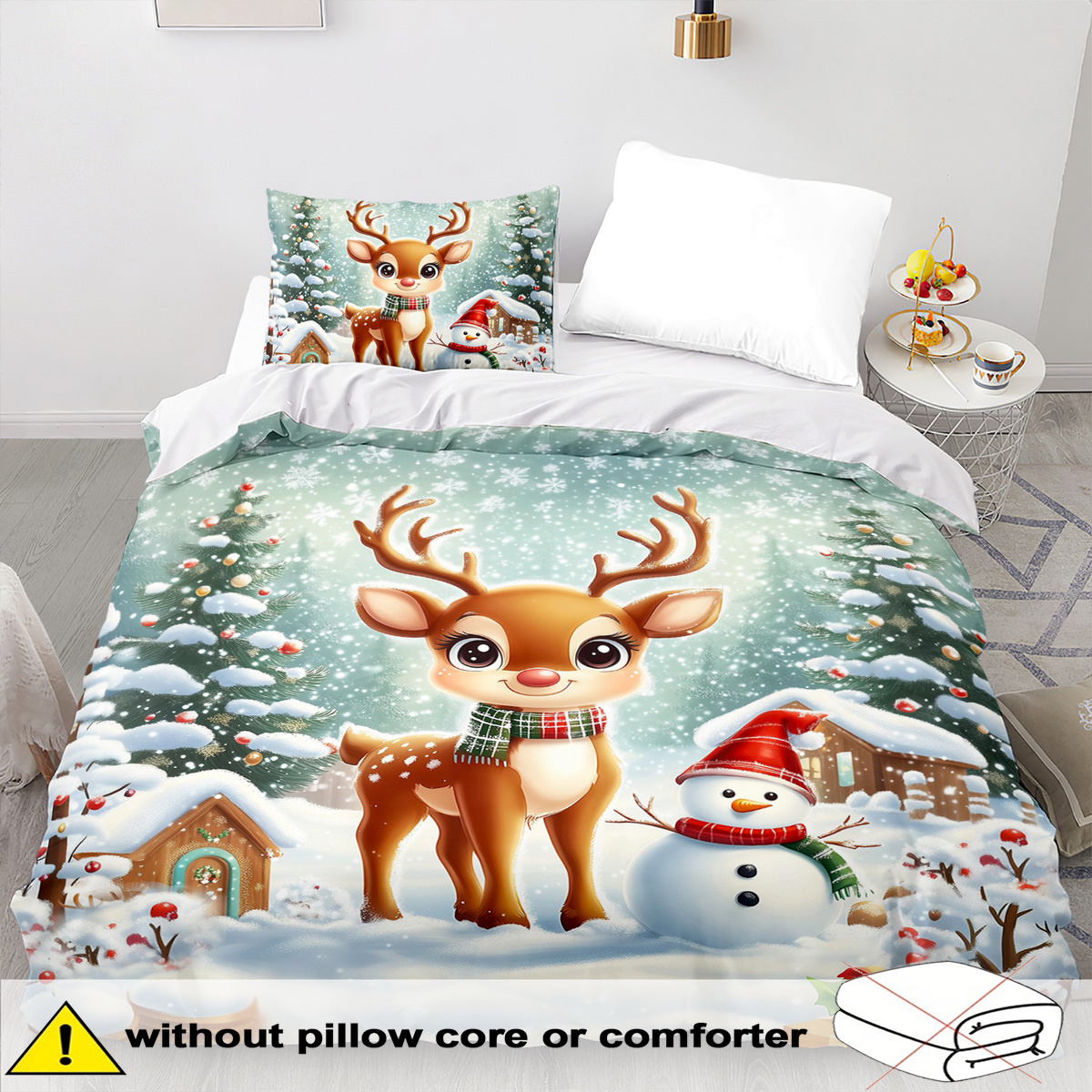 TEMU Parure de Housse de Couette Thème - 2/3 pièces, Douce, Confortable et Respirante, Linge de Lit Cadeau de Noël, Parure de Housse de Couette à