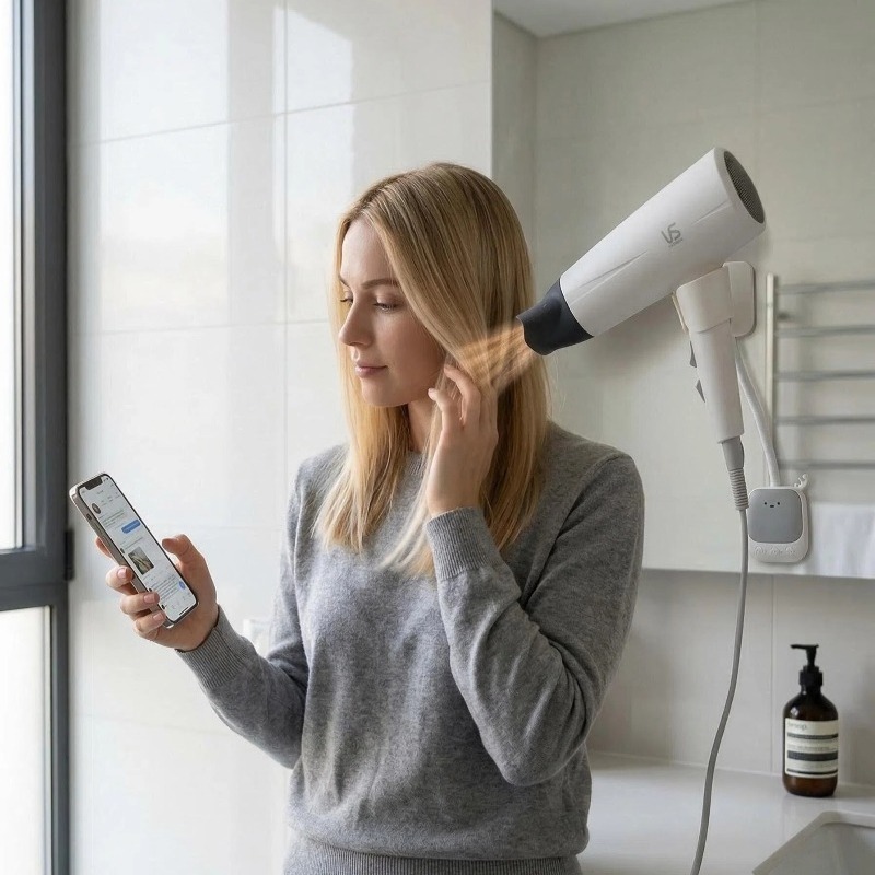 extended hair dryer stand with extension bar for free rotation   to punch holes   and make blowing hair easy Product details 2
