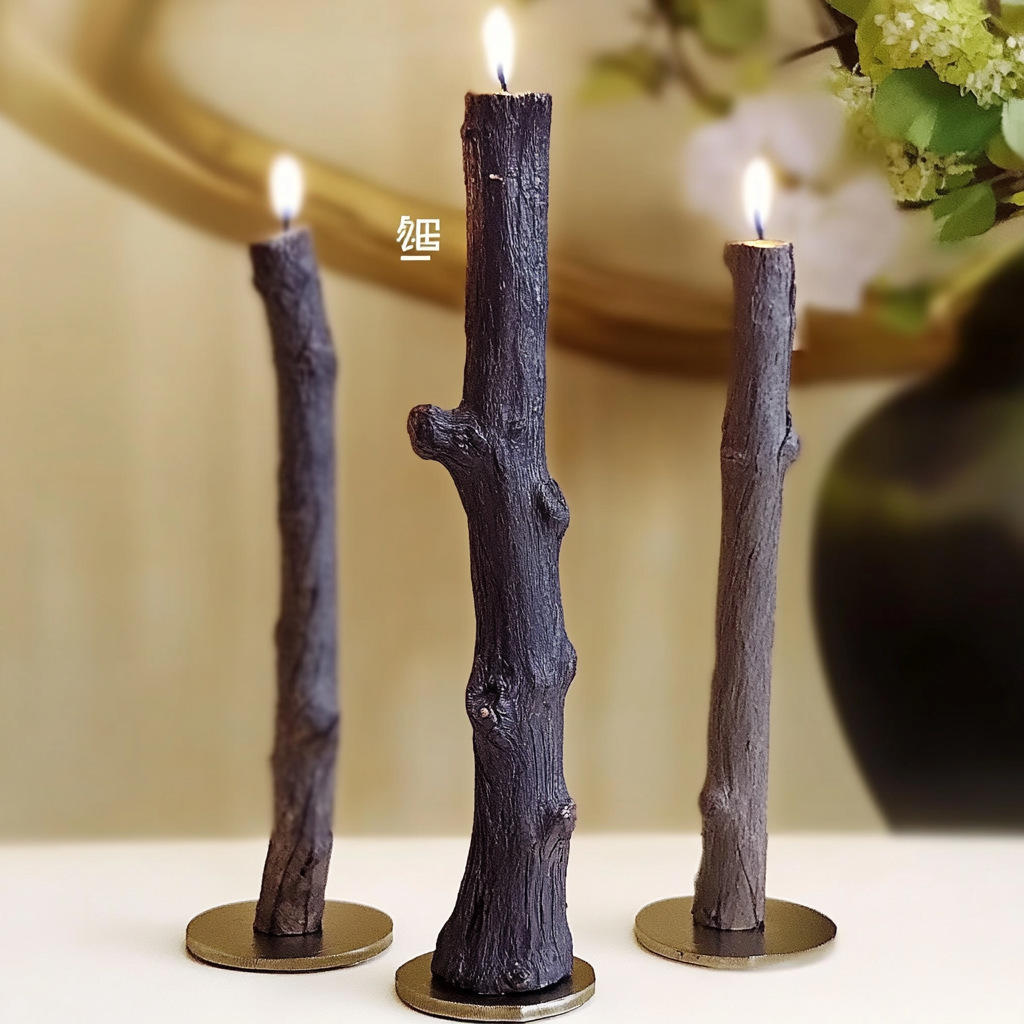 Three Letters Branch Scented Candle Mold Bamboo Silicone Mold