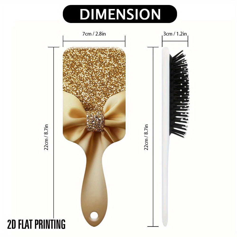 TEMU 1 brosse à coussin à nœud pailleté doré, coiffage facile - Convient pour une utilisation sur cheveux et humides, légère, convient à tous les