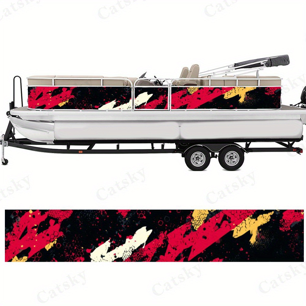 2pcs Waterproof PVC Self-Adhesive Boat Stickers, Glossy Vinyl Deck Decals