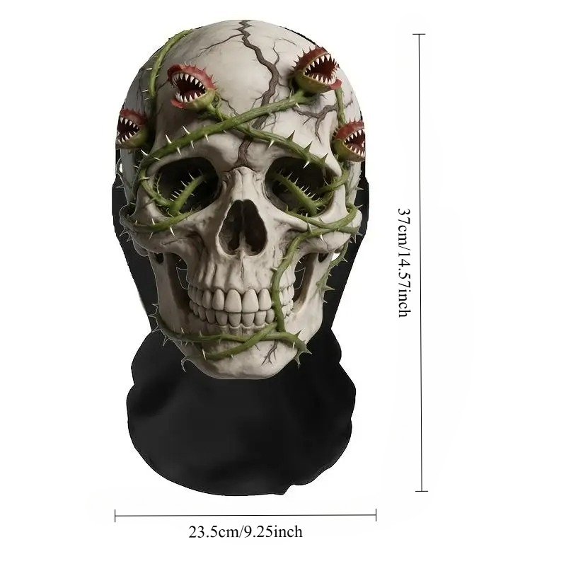 Carnivorous Plant Vine 3D-Printed Skull Mask for Halloween