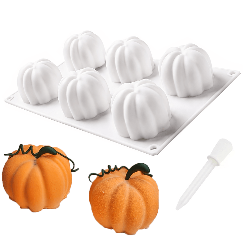 TEMU 1 stampo da in silicone a forma di zucca con 6 cavit� e 1 dosatore, per cupcake e decorazioni di torte da cucina, per realizzare dessert a tema