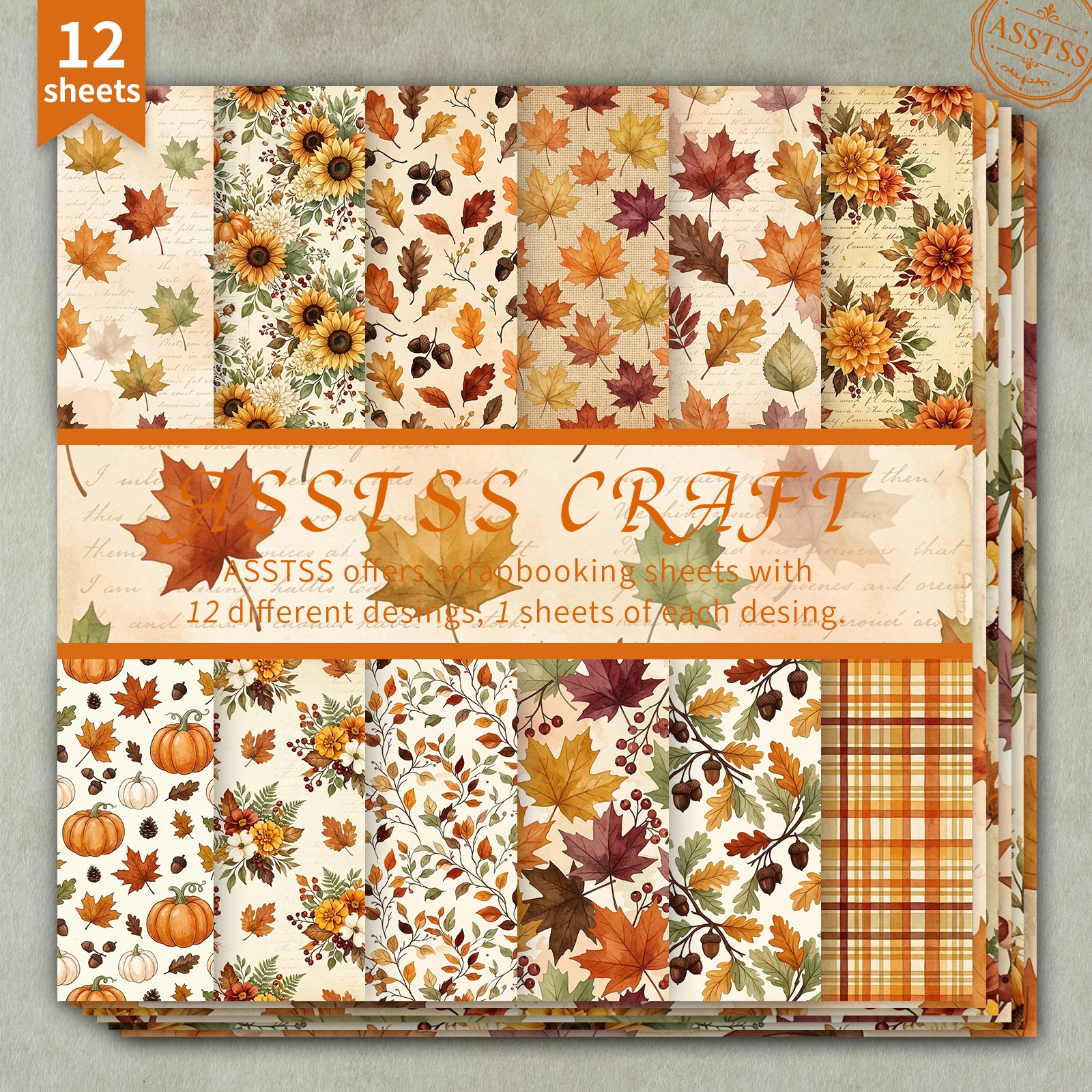TEMU Bloc de papier épais pour scrapbooking ASSTSS de 12 feuilles, adapté au journaling, au collage et aux loisirs créatifs - Papier cartonné