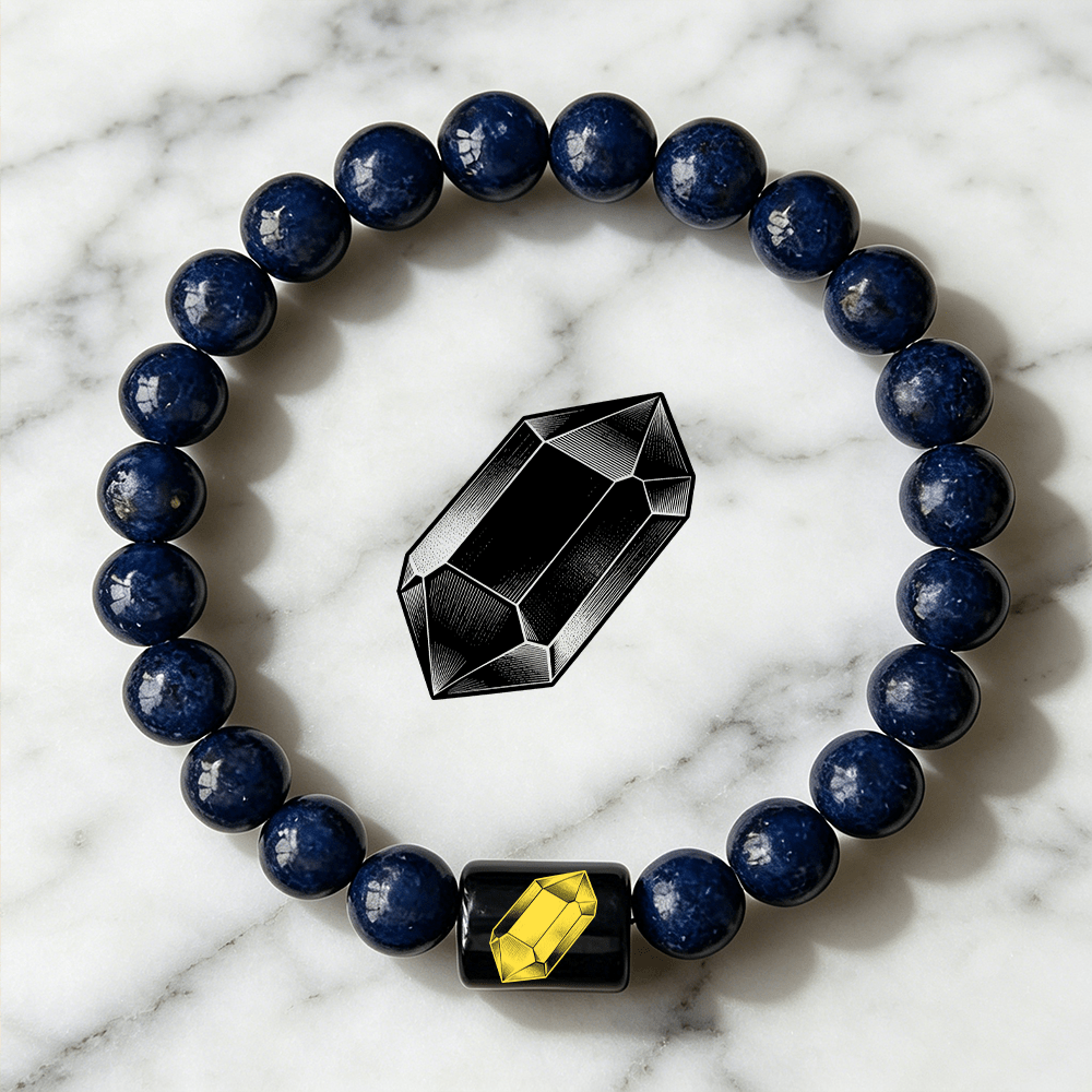 Women's Black Crystal Beaded Minimalist Stretch Bracelet