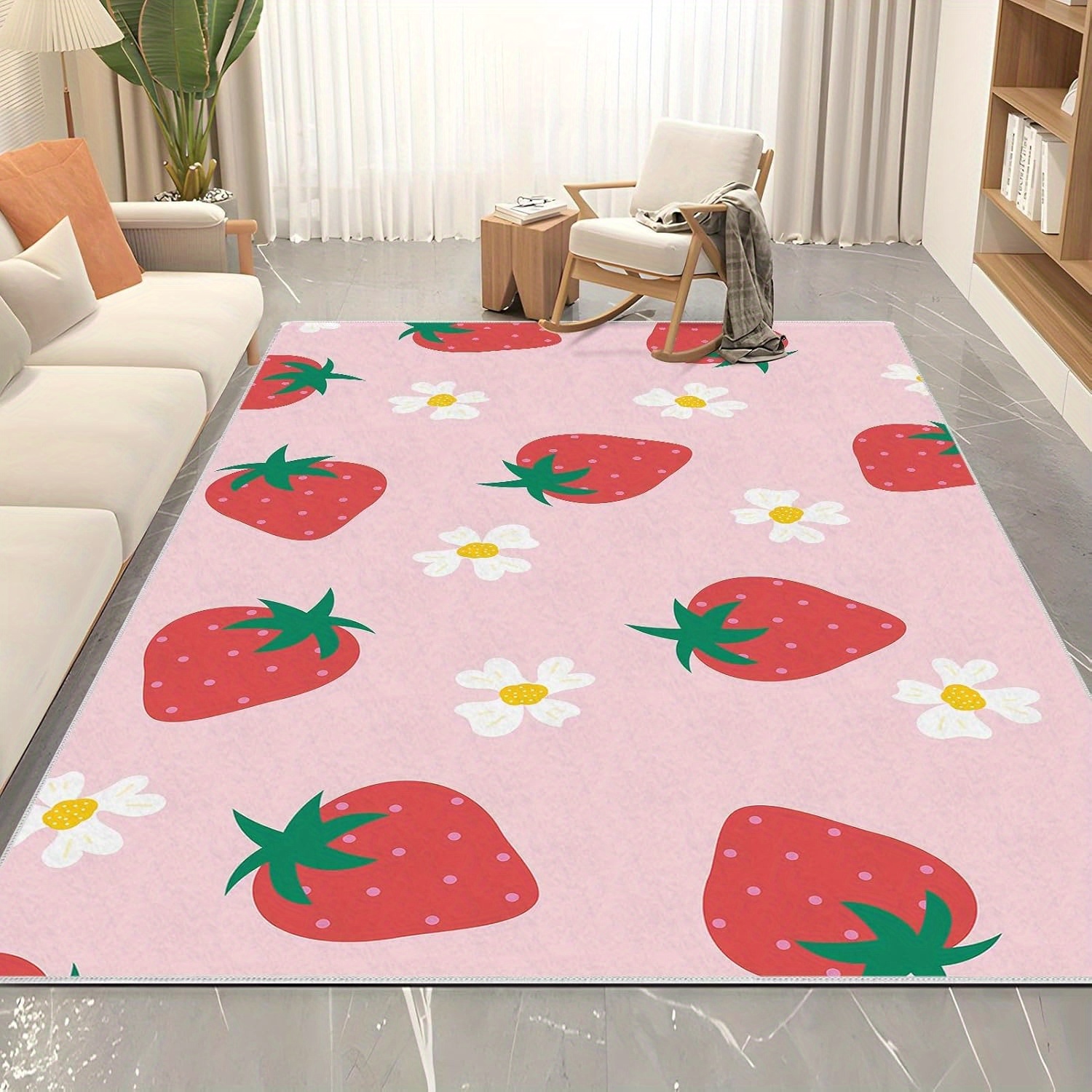 strawberry rug sold on Temu United States