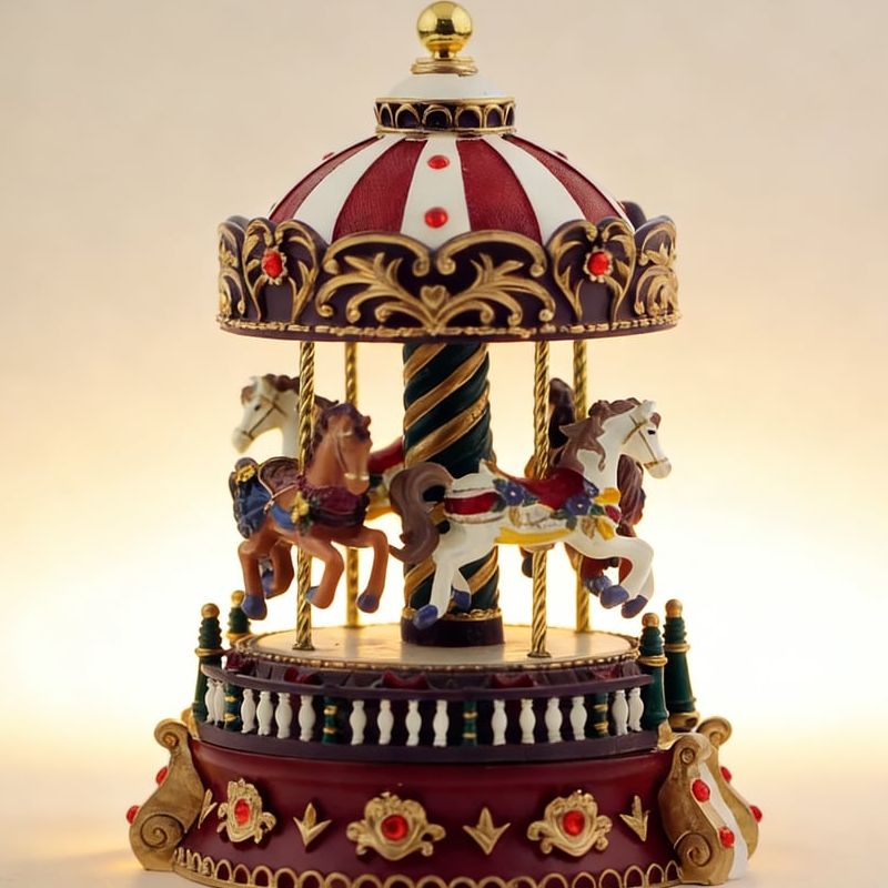 TEMU 1pc Sky City Rotating Music Box With 18-tone Carousel Suitable For Decor, Retro Resin / Musical, Rotating Lullaby Player For, Birthday Gift For