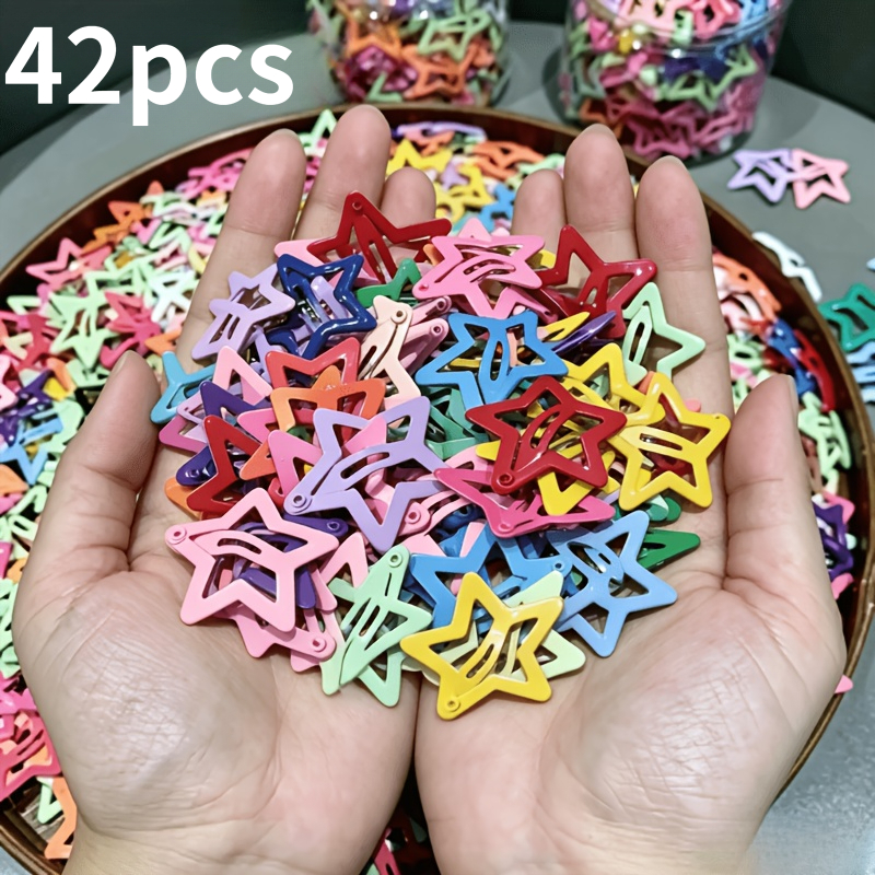 TEMU 42 piezas de pinzas para el pelo de estrella mate, pinzas para el pelo de estrella de caramelo, accesorios para el pelo de estilo bohemio,