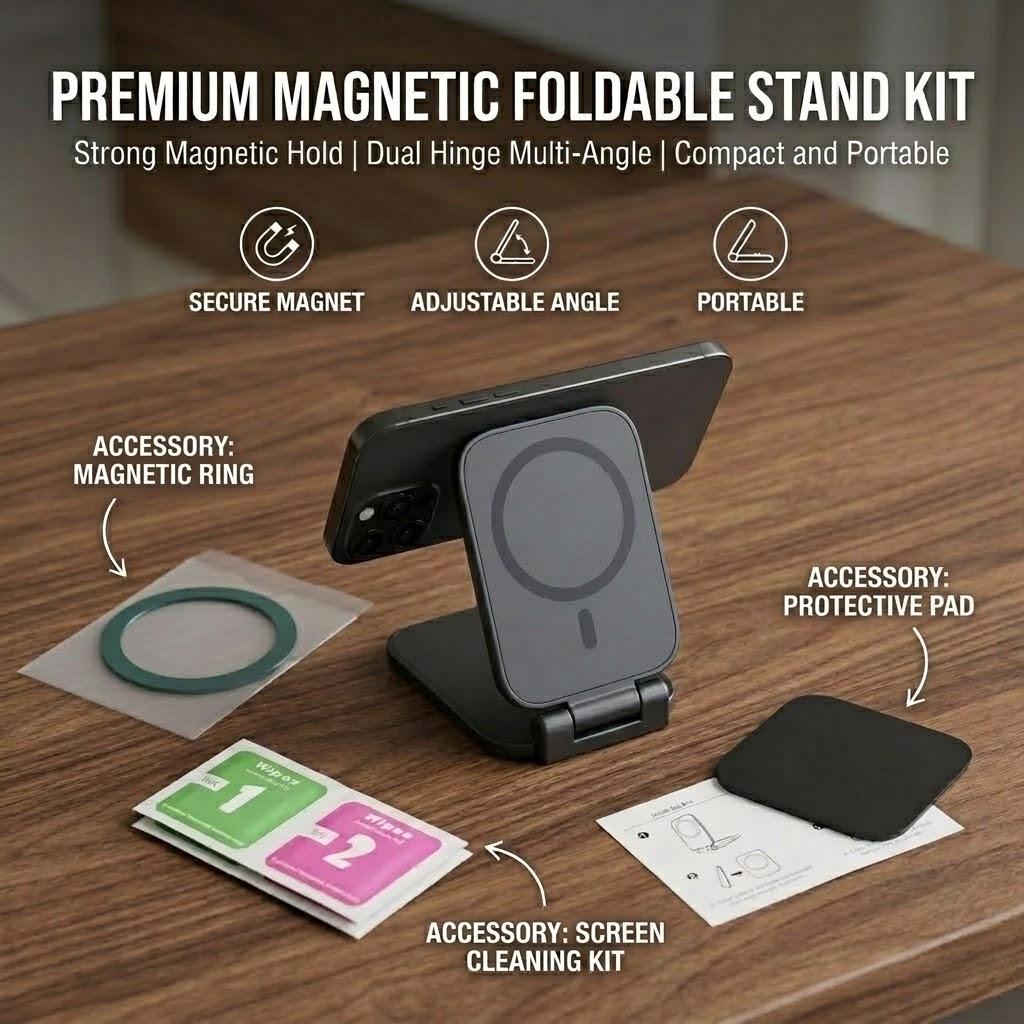 TEMU 2026 New Magnetic Phone Holder, Set Of 4, Vacuum Support, Foldable, Anti-shake, Portable, , Fixed Mount, Suitable For Gym, Car Mirror, Home,