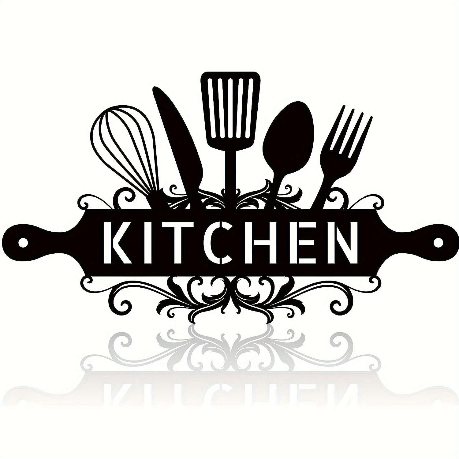 TEMU 2d Flat, 1pc Acrylic Kitchen Wall Art Hanging Decoration - Farmhouse Gothic Style With Culinary & Ornate Swirls, No Electricity Needed For Home