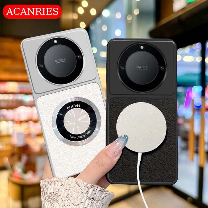 품목 사진 휴대폰 케이스: 화웨이 아너 x9b/ x9a/ magic6 lite/   lite용 럭셔리 리치 결 충격 방지 휴대폰 케이스, 얇은 마그네틱 링 대형 카메라 보호 후면 커버, 남성 여성용