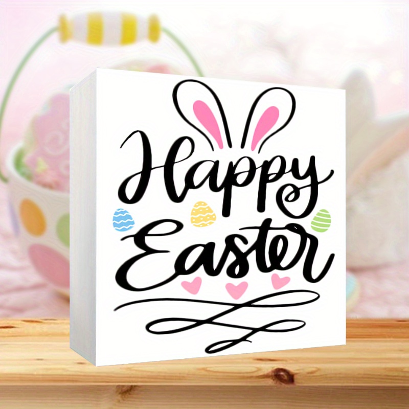 

1pc Sign With And Eggs - Foam Pvc Tabletop Decoration, Multipurpose Home & Party Decor, English Text Holiday Accessory