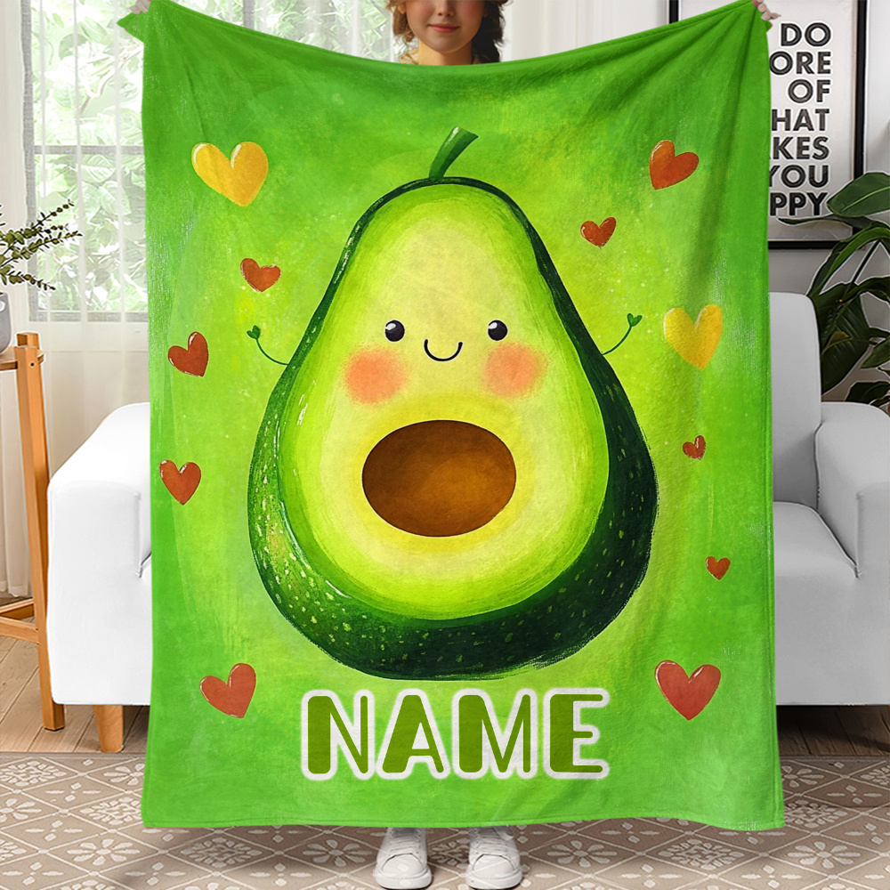 

Customizable Avocado-themed Soft Flannel Throw Blanket - Cozy & Lightweight For Couch, Bed, Travel, Camping | Polyester, Machine Washable