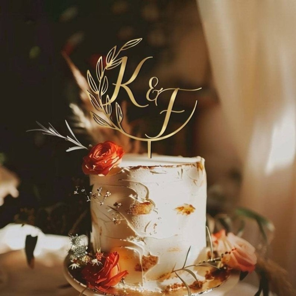 2D Ploščat, 1 kos Personaliziran Boho Okrasek za Torto za Poročne Torte - Prilagojeno Ime/Številka Figura Mladenke in Mladeniča z Dodatkom z