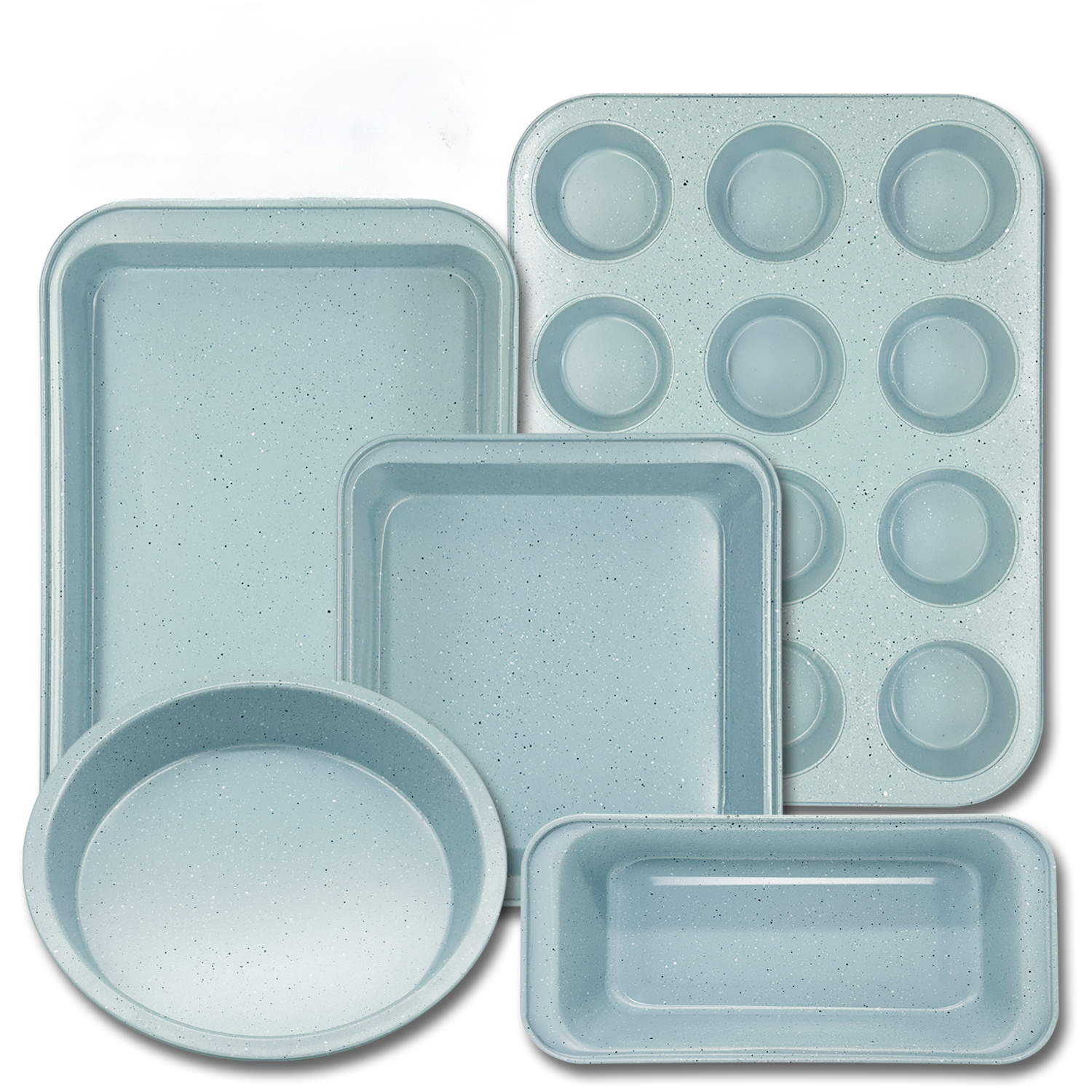 TEMU [5pcs Baking Pan Set] 5pcs Chef Lang Baking & Cookie Sheet Set, Carbon Steel Metal Bakeware, Chemical-free, With Muffin, Cake, Bread, Pizza Pans & Accessories, For Kitchen Cookware