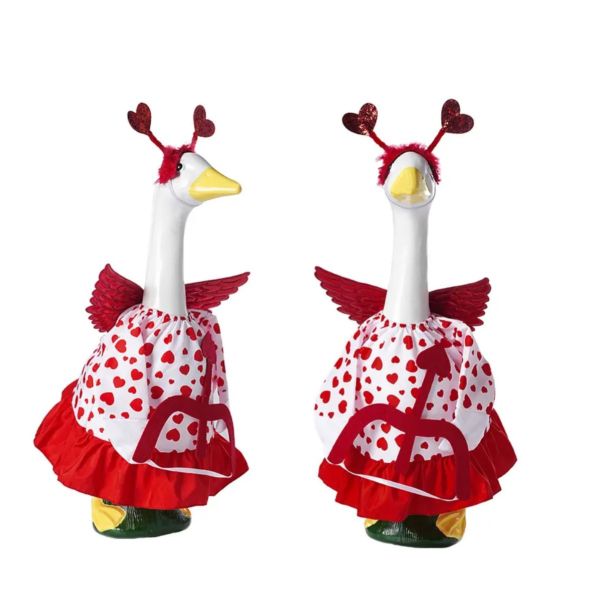 23-inch New Porcelain Goose Valentine's Day Cupid Heart Archery Outfit, Romantic Heart Printed Holiday Costume Set For Outdoor Courtyard And Lawn Decoration