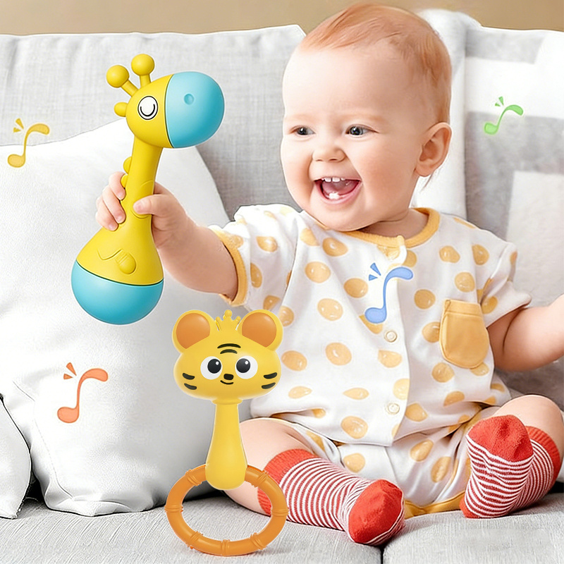 Baby Rattle Toy with Cheerful Face, 2 Pcs Set