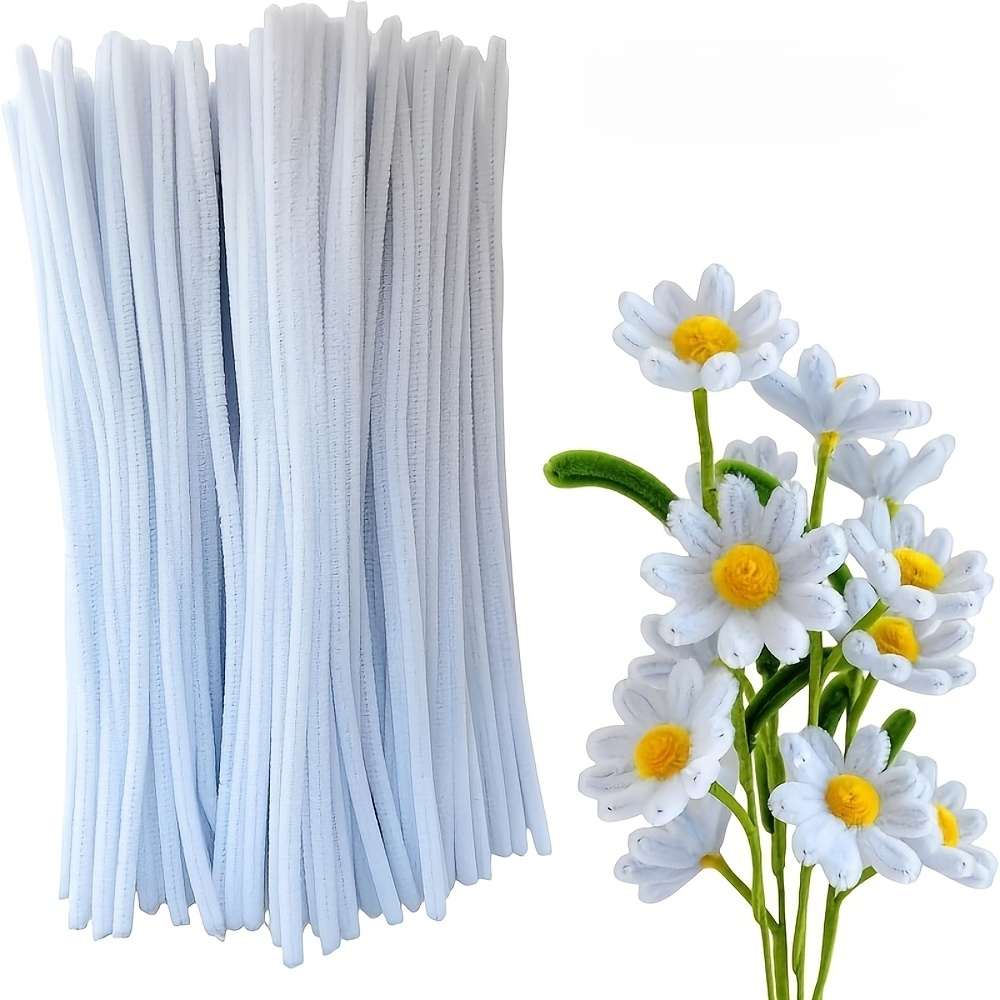 TEMU Kit de 111 tiges de chenille blanches pour loisirs créatifs, fournitures douces pour d' DIY, pour réaliser des couronnes de cœurs pour la