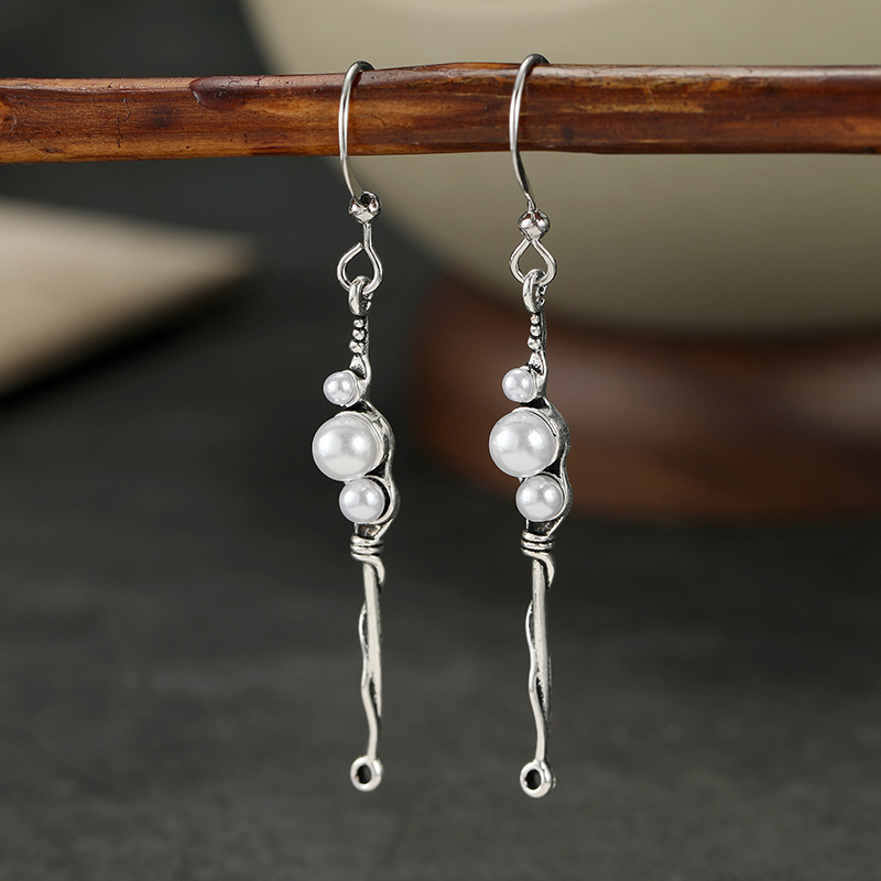 Retro Artistic Silvery Branch Earrings, Unique Gift