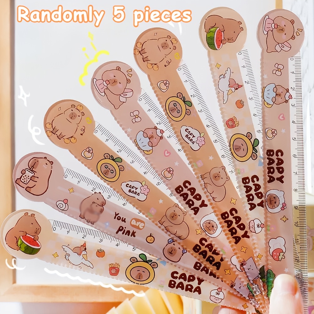 TEMU Random 5pcs, Capybara Ruler, Suitable For Daily Use, Office Work, School , And Desk Organization. An As A Gift For Christmas, Halloween, New