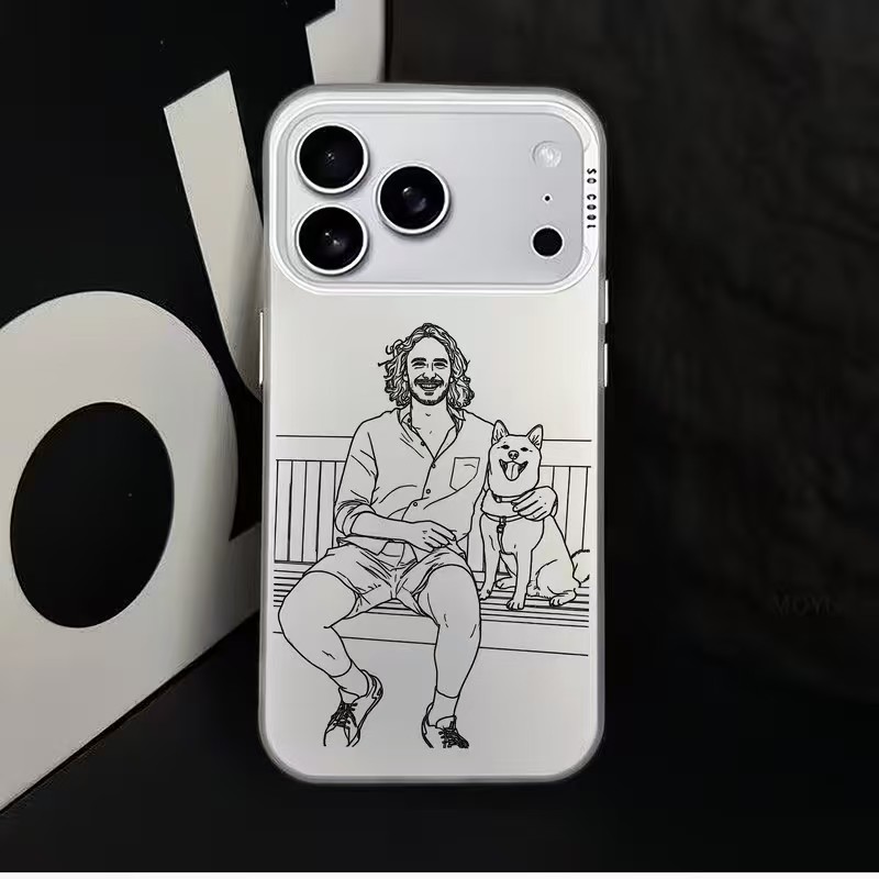 TEMU Phone Case - Photo To Line Art Phone Case, Customized For Family, Couples, Pets, , And Personal Portraits, Suitable For Iphone 11/12/13/14/15