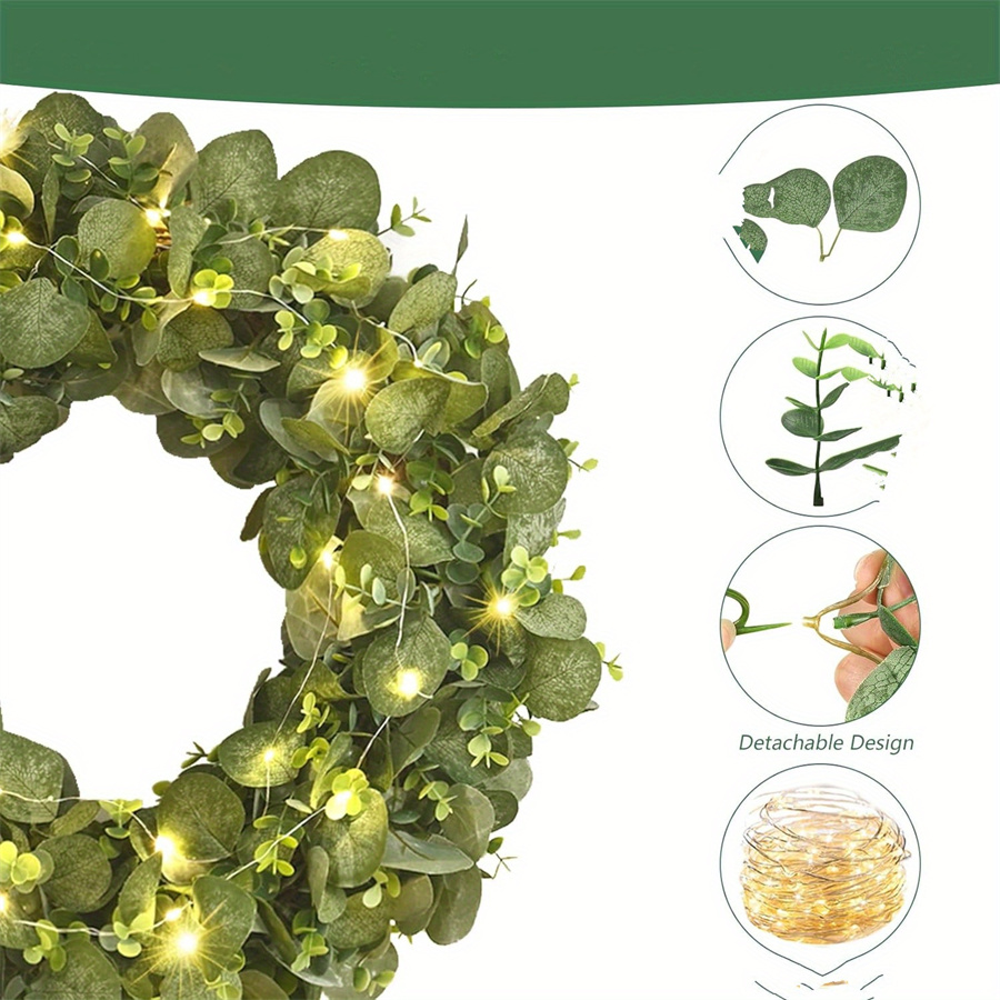Joyhalo Künstliche Herbstblatt-Girlande – Mit Kürbissen & Eukalyptus – Grün – Für Tisch, Kaminsims, Thanksgiving & Herbstdeko