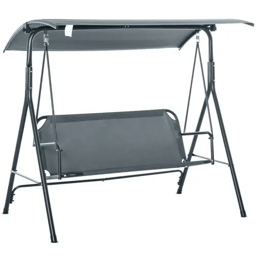 3Person Porch Swing with Stand Outdoor Swing for Patio Porch with Adjustable Tilt Canopy and Comfortable Swing BenchStyle Seat Gray