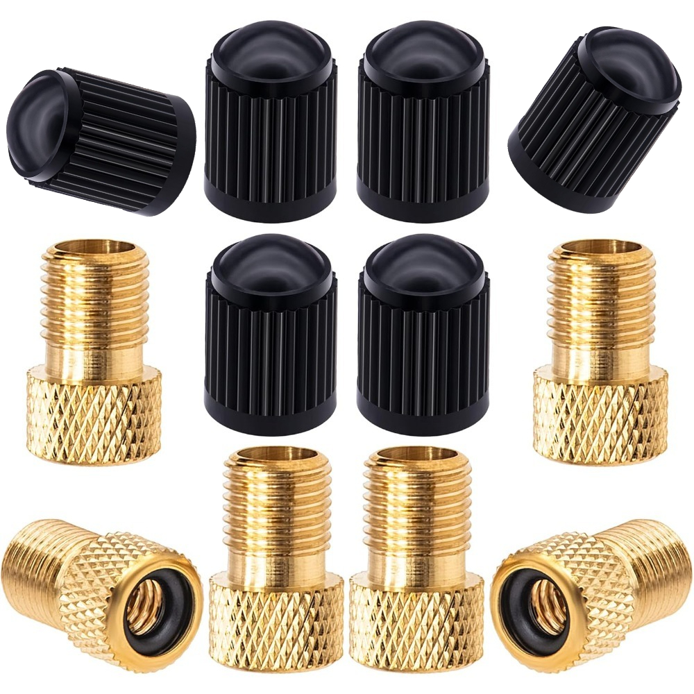 2/4/5/8/12pcs/set Bicycle Valve Pump Converter Adapter Set Inclusion Bike Valve Adapter And Bicycle Tire Valve Stem Covers