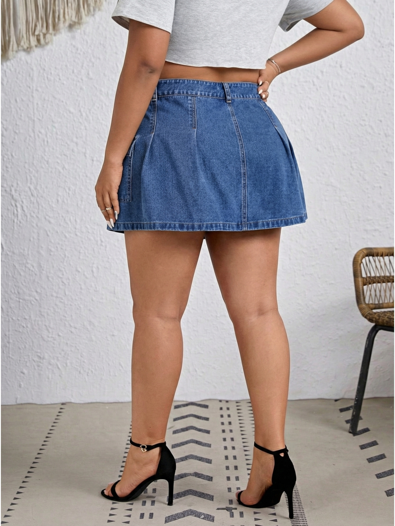 plus size mini skirt denim sold on Temu United States