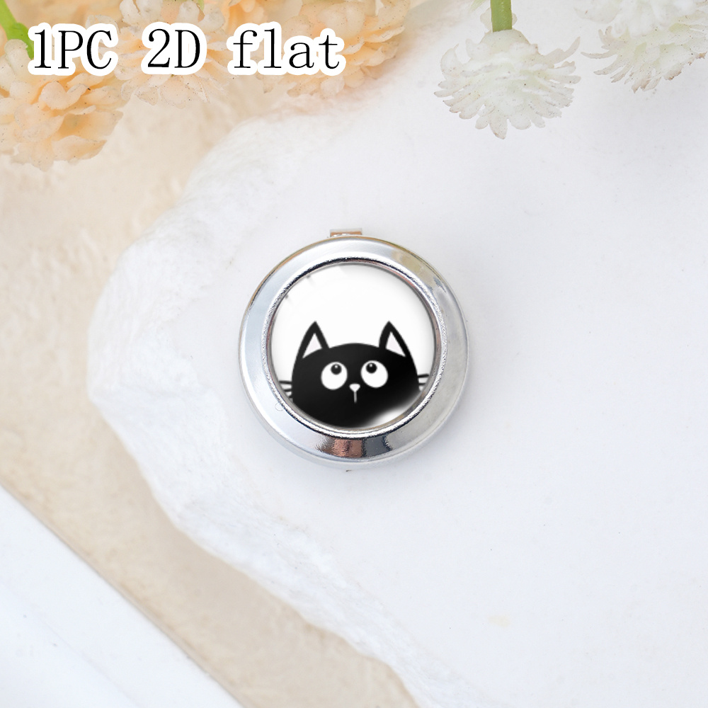 TEMU Lot de 1 Boucle décorative plate 2D pour chemise en verre à motif de de dessin , bouton détachable rond à texture métallique, polyvalent pour