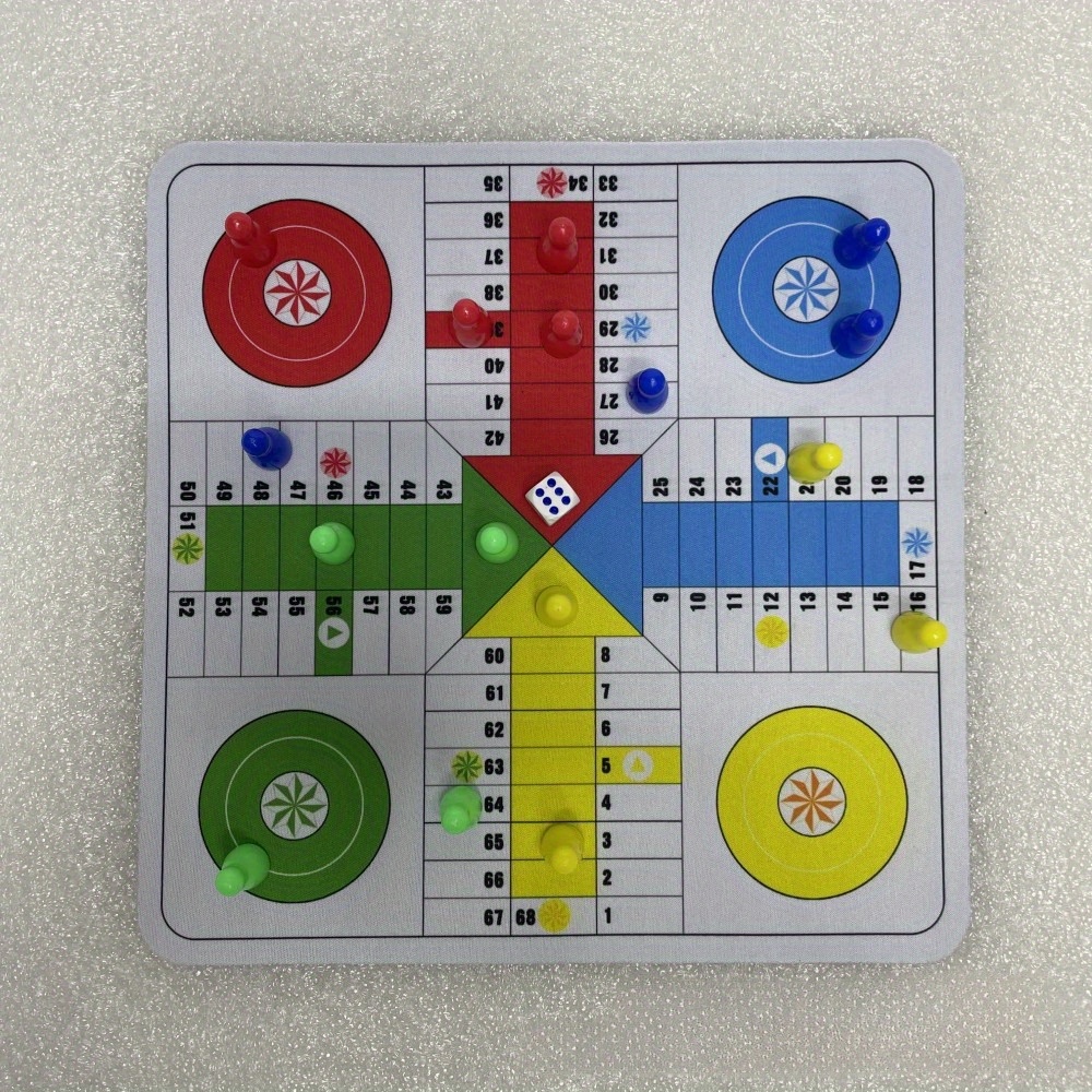 LUDO & Parcheesi Game Mat - Dual-Purpose Rubber Board (9.45