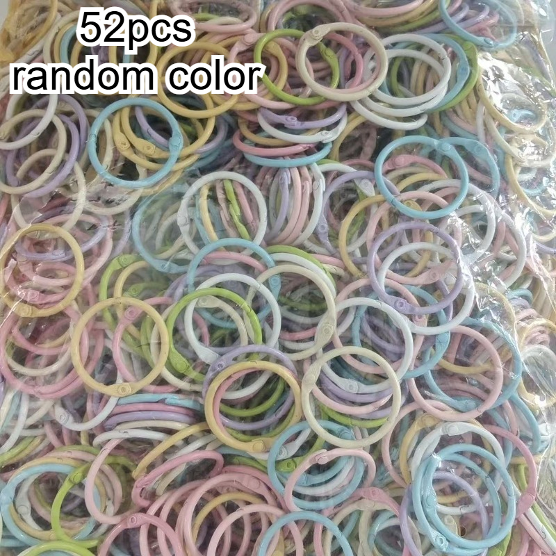 TEMU 52pcs Pastel Macaron Metal Split Rings, Reusable Openable Loose Leaf Binder Rings Random Colors For Index Cards, Flashcards, Journals, Photo