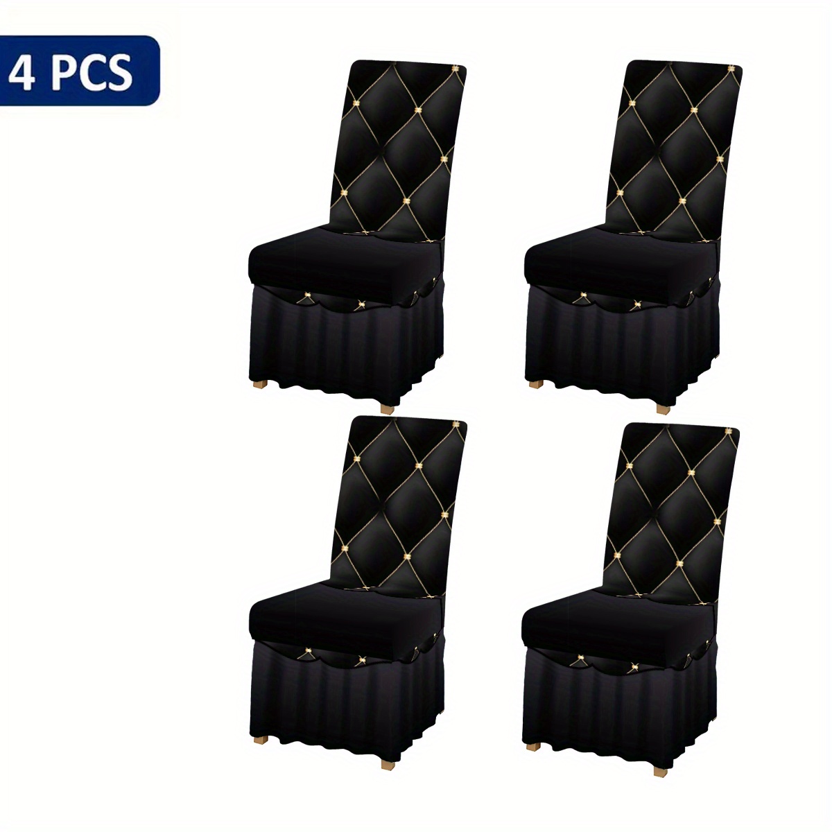 TEMU 2/4/6pcs, High-end Textured Printed Pattern Chair Covers With Elegant Skirt Design, Suitable For And Festive Atmosphere Decoration. Ideal For
