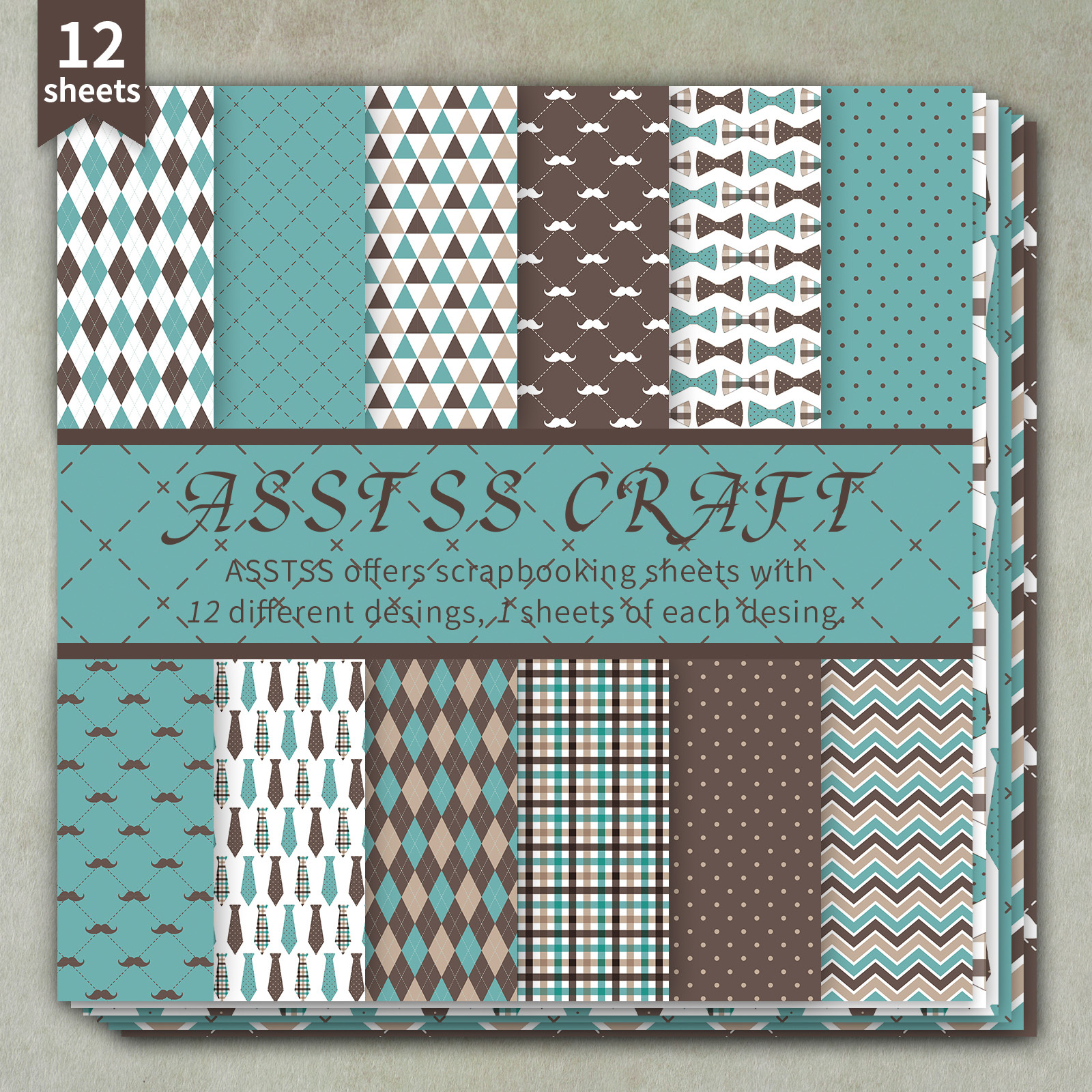 TEMU A 12-sheet Scrapbooking Paper Pad Measuring 6 By 6 Inches, Featuring A Vintage British Gentleman For Father's Day. This Heavyweight Cardstock Is