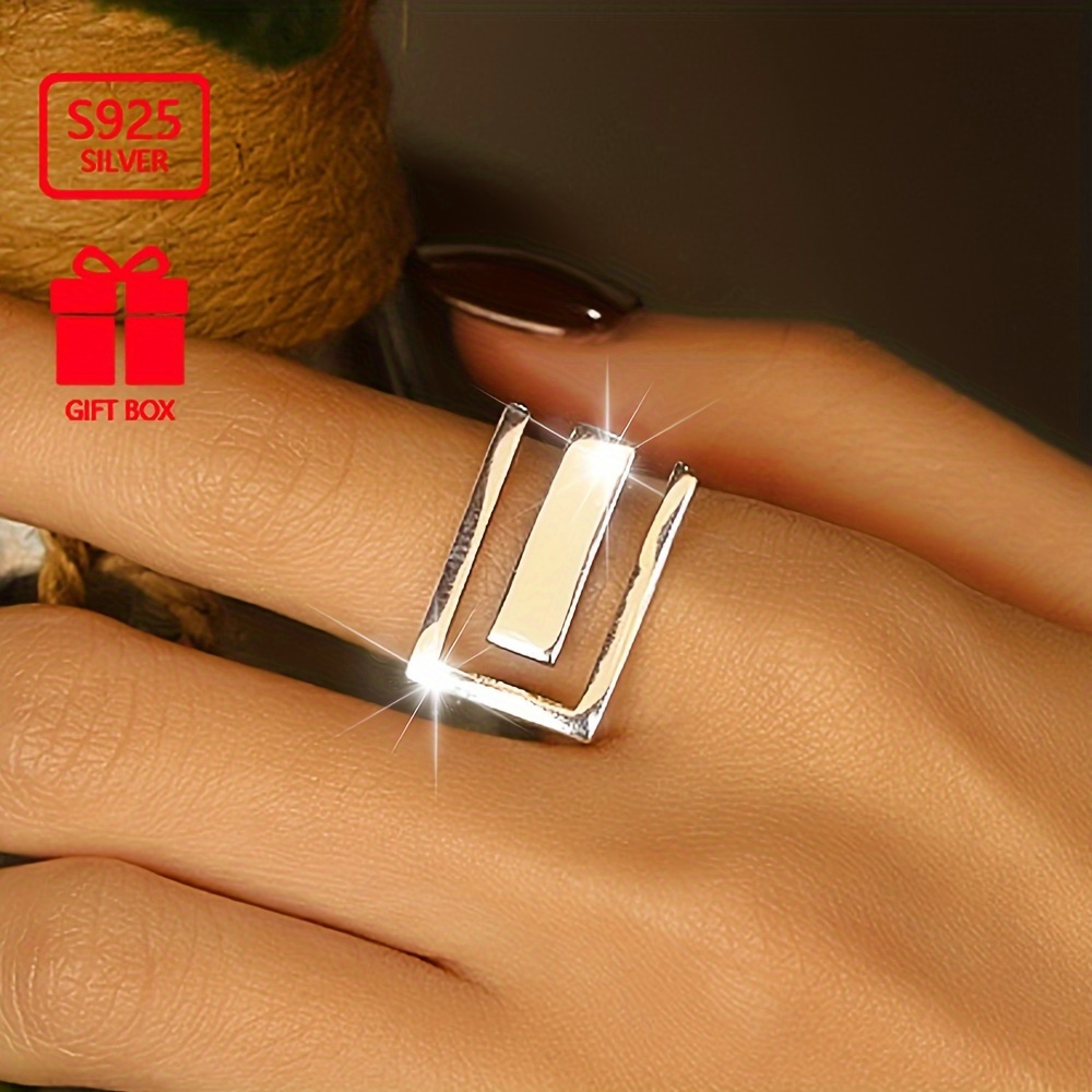 

925 Pure Silvery Adjustable Geometric Jewelry Decoration For